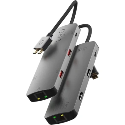 Image de LINQ Connects 7 en 2 Pro Hub USB C Double HDMI 4K, 10Gbps &amp; Ethernet pour MacBook M1/M2