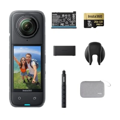 Image de Insta360 X4 Pack Endurance Caméra d&#039;action 360 8K étanche, vidéo Grand Angle 4K, Perche à Selfie Invisible, protège objectifs Amovibles, 135 Min d&#039;autonomie, édition IA, stabilisation
