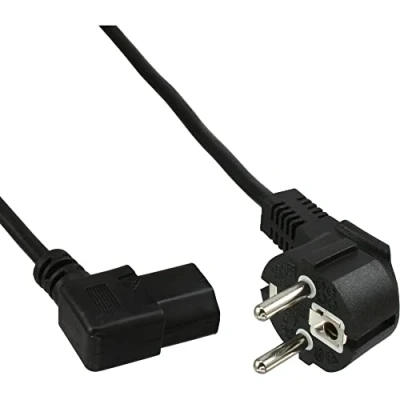 Image de Câble réseau INLINE Schuko anguleux Connecteur à 90 degrés angle gauche 1m Noir