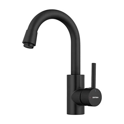 Image de GRIFEMA Robinet Lavabo Salle Bain Monocommande Haut Pivotant à 360, Laiton, Eau Chaude et Froide Disponible, Aérateur Démotable, G1002B