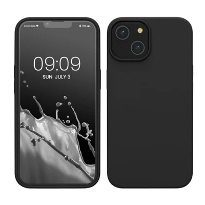 Image de kwmobile Housse Compatible avec Apple iPhone 14 Coque de téléphone Fine Finition Douce Noir Mat