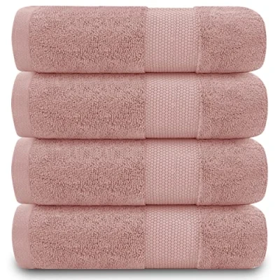 Image de GC GAVENO CAVAILIA Lot de 4 essuie Mains en Coton égyptien 700 g/m² pour Salle Bain, qualité hôtelière, lavables Machine, Rose pâle, 127 x 213,5 cm