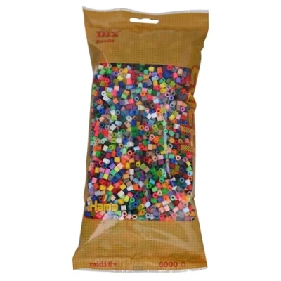 Image de Hama Perlen Sachet de 205 à 68 perles d&#039;environ 6 000 Midi en 52 couleurs avec un diamètre 5 mm, plaisir créatif pour petits et grands