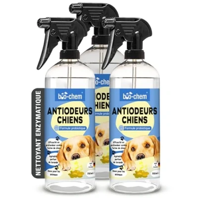 Image de Bio Chem Nettoyant anti odeur chiens 3 x 750 ml Désodorisant destructeur d urine chien Nettoyage litiere pour produit menager entretien maison