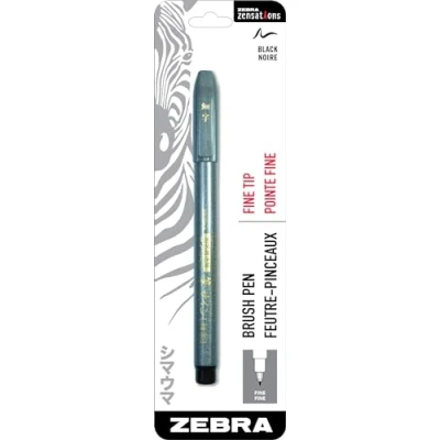Image de Zebra Pen Stylo pinceau Zensations Pointe fine Encre noire résistante à l&#039;eau