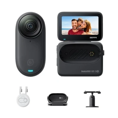 Image de Insta360 GO 3S Noir Minuit (128GB) Petite caméra de vlog 4K, POV Mains Libres, Montage Partout, stabilisation, 140 Min d&#039;autonomie, étanche à 10 m, édition IA, pour Voyage,