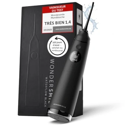 Image de Wondersmile Hydropulseur PRO Vainqueur du test 2024 100 jours d&#039;essai sans risque Technologie SmoothFlow pour un soin optimal des dents et gencives 4 modes (Ultimate Black)
