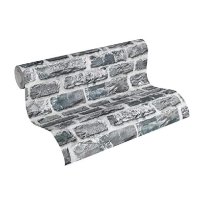 Image de A.S. Création Papier peint Brique Elements intissé 10,05m x 0,53m Gris Noir Multicolore Fabriqué en Allemagne 361404 36140 4