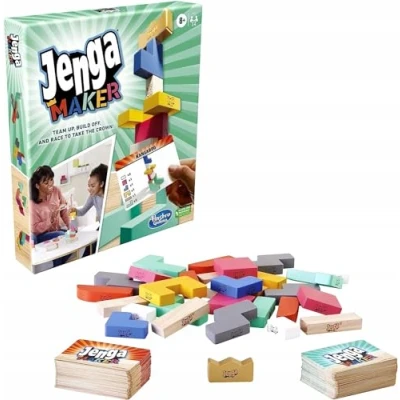 Image de Hasbro Gaming Jenga Maker, Blocs en Bois, Jeu de Tour empilable, pour Enfants à partir 8 Ans, 2 6 Joueurs