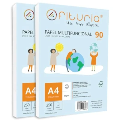 Image de Ramette de papier A4 90g avec 500 feuilles blanches, multifonctionnel pour un usage scolaire et professionnel. Idéal imprimantes laser, à jet d’encre ou photocopieuses Ofituria