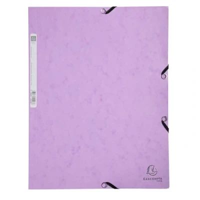 Image de Exacompta Réf. 55535E Paquet de 5 chemises à élastiques pochettes 3 rabats en carte lustrée 400 g/m2 Aquarel dimensions 24 x 32 cm pour documents au format A4 couleur mauve