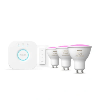 Image de PHILIPS White &amp; Color Ambiance Kit de démarrage ampoule LED connectée GU10 Pack 3 Neuf