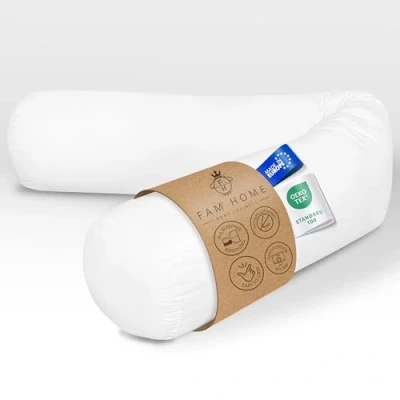 Image de FAM Home Traversin 180 cm 1 pcs Oreiller 21 x Polochon pour 2 Personnes Orthopédique Respirant Lavable Fibres Creuses en Polyester Recyclé qualité hôtelière Douce