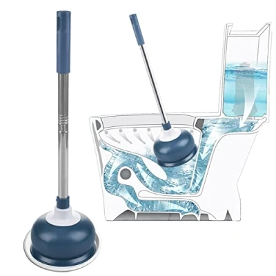 Image de AUMUA Déboucheur à Ventouse Canalisation Manuel Power pour Toilettes Bouchées, Baignoire, Lavabo, Douche (Bleu)