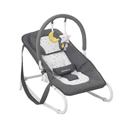 Image de Badabulle Transat pour Bébé Easy Moonlight, Position Fixe ou Balancelle, avec Arche de Jeux et Têtière, Dossier Réglable sur 5 positions, Pliage Compact