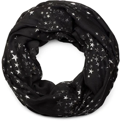 Image de styleBREAKER Foulard loop femme avec motif scintillant métallique étoiles All Over Print, tubulaire léger uni, 01016118, couleur:Rouge brun