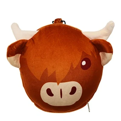 Image de Puckator Coussin Voyage Relaxeazzz Peluché 2 en 1 Highland Vache, Unique
