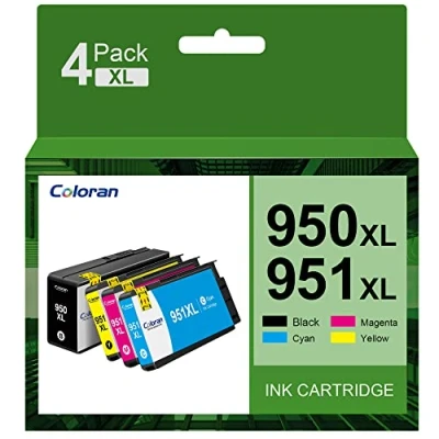 Image de Coloran 950XL 951XL Lot de 4 Cartouches d&#039;encre Rechange pour HP 950 951 XL Compatible avec Officejet Pro 8100 8600 8610 8615 8620 8625 8630 8640 251dw 276dw (Noir/Cyan/Magenta/Jaune)