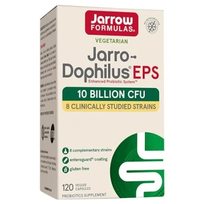 Image de Jarrow Formulas, Jarro Dophilus EPS, 5 Milliards de Cultures Bactériennes par Capsule, Hautement Dosé, 120 Capsules, Testé en Laboratoire, Sans Gluten, Végétarien, OGM