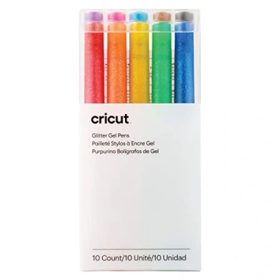 Image de Cricut Ensemble de Stylo Gel pailleté Arc en Ciel Point Fin 0,8 mm 10 Pack pour Une Utilisation Explore et Maker Machines, Multi, &amp; Maker, Set Pièces, 2009962