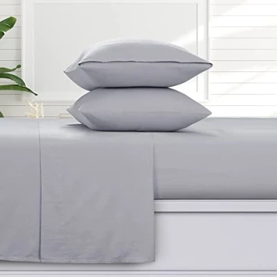 Image de Tribeca Living SOLFLASHETWGR Ensemble de draps en Flanelle 170 g/m² avec Poche Extra Profonde Drap Plat surdimensionné, 100% Coton, Super Doux, Chaud et Confortable, pour lit jumeau, Gris