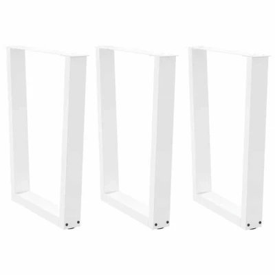 Image de VidaXL Pieds de table à manger en forme V, 3 pièces, blanc, 70 x (72 73,3) cm, acier 4012661