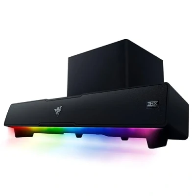 Image de Razer Leviathan V2 Barre de Son avec Caisson Basses (pour Le Gaming, Haut Parleurs Multiples, THX Spatial Audio, Bluetooth 5.2, Synapse &amp; Mobile) Noir
