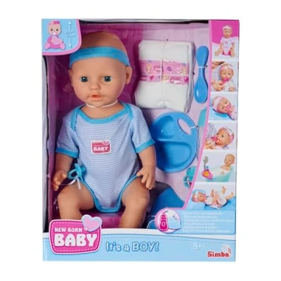 Image de Simba New Born Baby Poupon Bleu Boit Fait Pipi 43cm Nombreux Accessoires Inclus 105030044