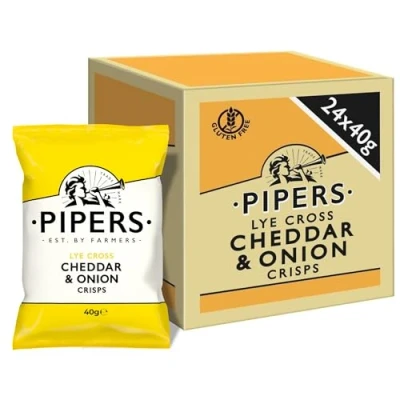 Image de Pipers Crisps Lye Cross Cheddar &amp; Oignon 40 g (lot de 24)