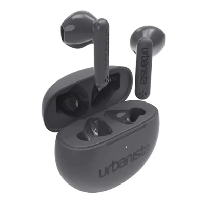 Image de Urbanista TWS Écouteurs sans Fil, Intra Auriculaires Bluetooth 5.3 IPX4 avec Deux Microphone, 20H de Lecture, Commandes Tactiles, Étui Chargement USB C, Austin, Gris