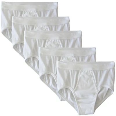 Image de HERMKO 3240 Lot de 5 Slip Homme avec Ouverture Fine côte en 100% Coton Biologique Lavable à 95C, Taille:3 (M), Couleur:Blanc