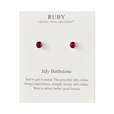 Image de Boucles d&#039;oreilles avec pierre de naissance juillet (rubis) créées des cristaux Zircondia®