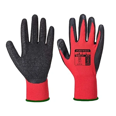 Image de Portwest Gant Latex Flex Grip, Couleur: Rouge/Noir, Taille: L, A174R8RL