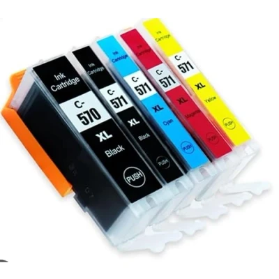 Image de illicoencre Compatible Cartouches d&#039;encre Remplacement pour Canon 570 XL 571 PIXMA MG5750 TS5050 MG5753 MG6850 MG6852 TS5055 TS6050 TS6051 (Pack 5 (1 PGBK,1 Noir,1 Cyan,1 Magenta,1 Jaune)
