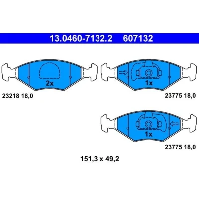 Image de ATE 13.0460 7132.2 Jeu de plaquettes frein non préparé pour indicateur d&#039;usure, contact signal d&#039;usure exclu