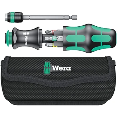 Image de Wera 05051016001 Kraftform Kompakt 20 Tools Finder 1, avec pochette, 7 pièces, Noir/vert Taille Unique