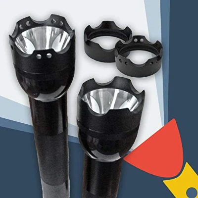 Image de Crénelé Bezel Talon Face Cap pour Maglite D/C Cell Torch/lampe de poche