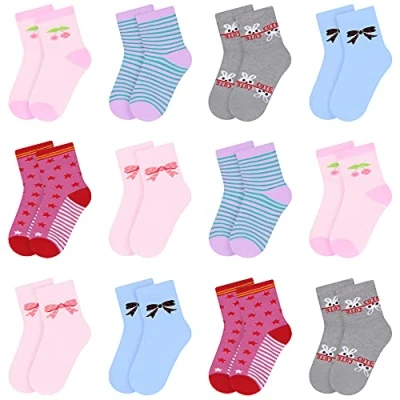 Image de L&amp;K II Lot de 12 Chaussettes enfants filles en coton motif mignon coloré automne hiver 2808 31 34