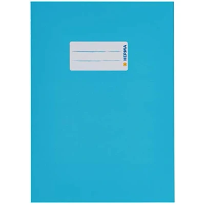 Image de HERMA 19764 Lot de 10 couvertures pour cahiers d&#039;école, format A5, en carton bleu clair, avec champ d&#039;inscription, papier solide et extra fort, colorées