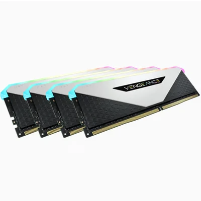 Image de Corsair Vengeance RGB RT 32Go (4x8Go) DDR4 3200MHz C16 Mémoire de Bureau (Éclairage Dynamique, Optimisé pour AMD 300/400/500 Series, Compatible avec Intel Series) Blanc