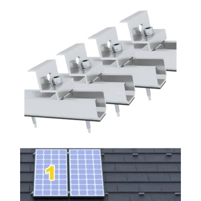 Image de Aurinktron montage pour 1 Modules PV, 4 Support de rail en aluminium 12cm+ Extrémité 30 MM/35 MM Supports Z Kit Panneau Solaire toit plat trapézoïdal