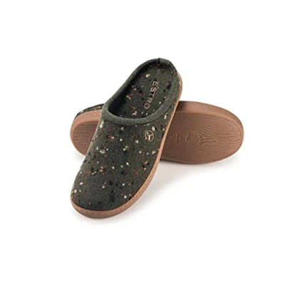 Image de ESTRO Chaussons Homme Pantoufles en Feutre avec Semelle Gomme Antidérapante Intérieure Moelleuse Duo (Vert, 41 EU)