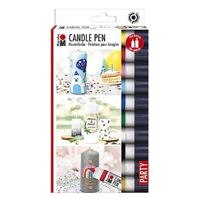 Image de Marabu Candle 1805000009882 Lot 25 ML de Cire crémeuse et Douce, à Base d&#039;eau, lumière, inodores, résistantes aux intempéries, décoration Bougie Facile, 10 Couleurs, x ml, Set Pièces