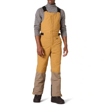 Image de Amazon Essentials Salopette de Ski Isolante et Résistante à L’Eau Homme, Brun Clair Or Color Block, M