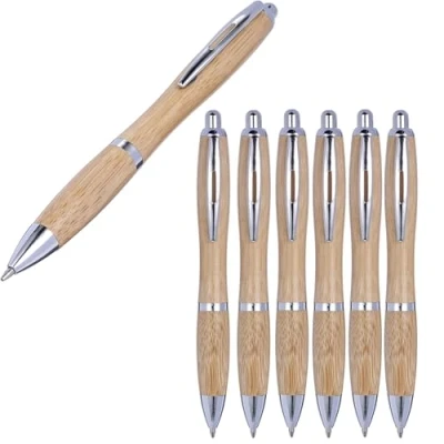 Image de notrash2003 Lot de 5 stylos à bille rétractables durables en bambou respectueux l&#039;environnement Quantités 1 10 pièces Stylo noir