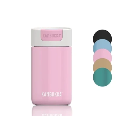 Image de Kambukka Gobelet isotherme 300 ml Modèle OLYMPUS PINK KISS Mug isotherme/tasse à café emporter : facile nettoyer fond antidérapant isolé sous vide acier inoxydable