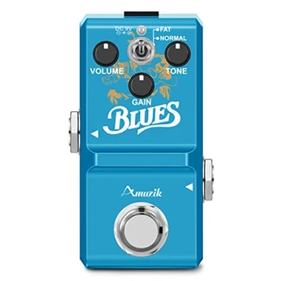 Image de Amuzik Nano Bluesy Pédale vintage Blue Style Distortion à effet de distorsion Large gamme fréquences Response avec Mini Size True Bypass