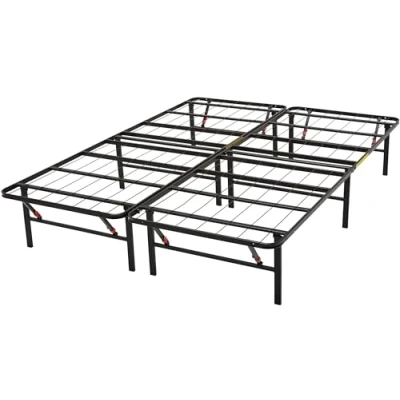 Image de Amazon Basics Cadre de Lit pliable Montage sans outil Rangement sous le lit, simple, 135 x 190 cm, 35.5H Noir