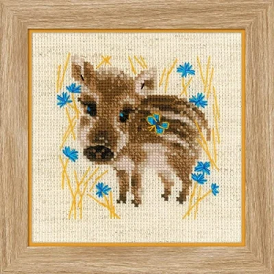Image de Riolis 1756 Kit de broderie au point croix en coton Motif petit ours Multicolore 1313 cm