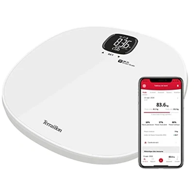 Image de TERRAILLON Balance Connectée Wi Fi Calcul Poids et IMC, 4 Capteurs Application Mobile MyHealth Jusqu&#039;à 8 Utilisateurs Modèle &#039;Master Form&#039;